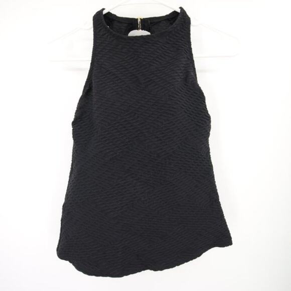 Lands' End Other - Lands End Black Textured Swim Tankini Top Sleeveless Built-in Bra Size 2